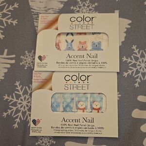 Color Street Accent Nail Polish Strips - Blue and White Animal Designs